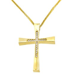 Χρυσός σταυρός Κ14 με αλυσίδα